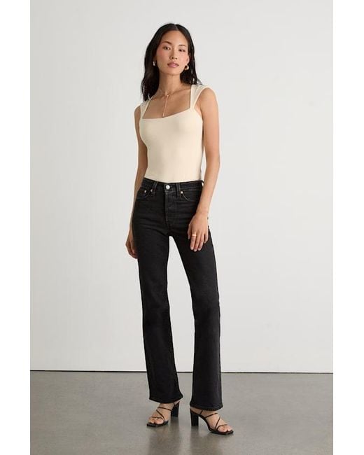 Lulus Black Brayden Square Neck Bodysuit
