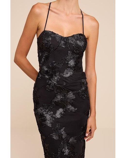 Lulus Natural Nantessa Floral Applique Lace-Up Maxi Dress