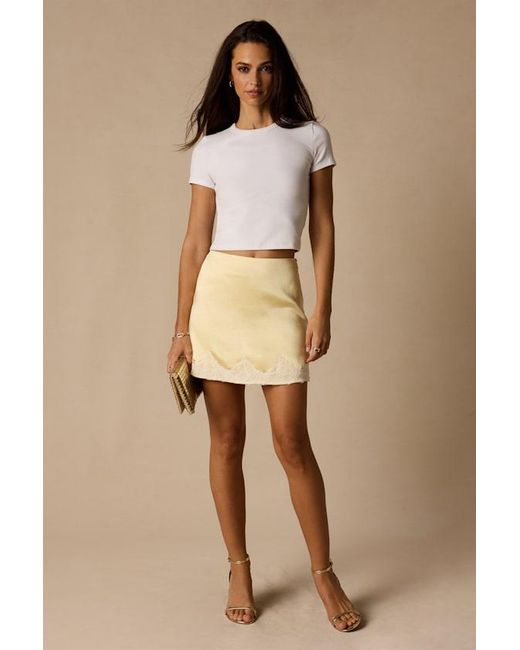 Lulus Natural Rosemary Satin Lace Mini Skirt