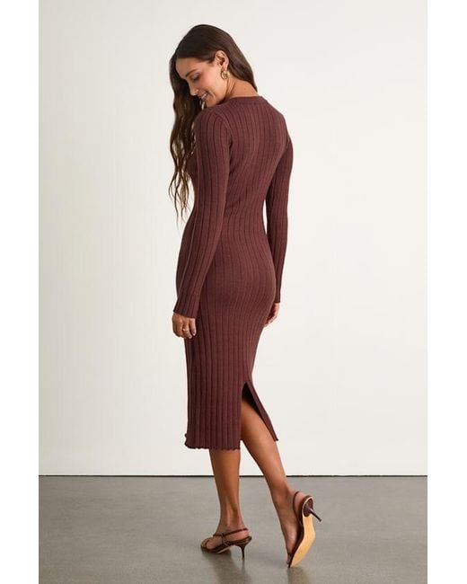 Lulus Red The Best Yet Ribbed Bodycon Sweater Dress