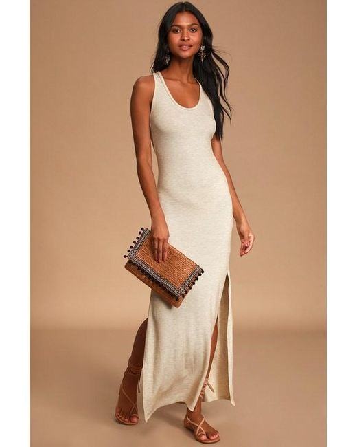 Lulus Natural Relaxed But Not Least Ribbed Sleeveless Maxi Dress