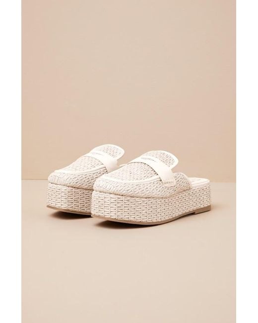 Matisse Wren Natural Raffia Platform Loafer Mules