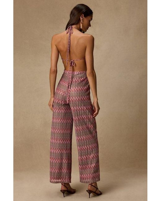 Lulus Brown Shar Multi Crochet Knit Backless Jumpsuit
