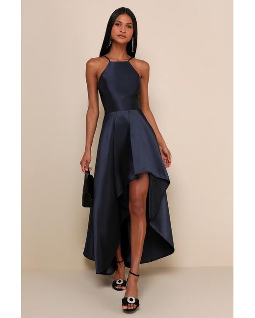 Lulus Blue Broadway Show High-Low Gown