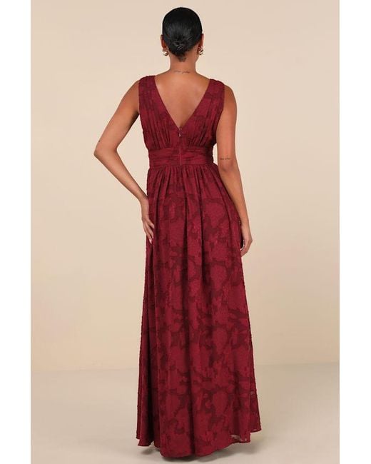 Lulus Red Sweet Sophistication Burnout Floral Maxi Dress