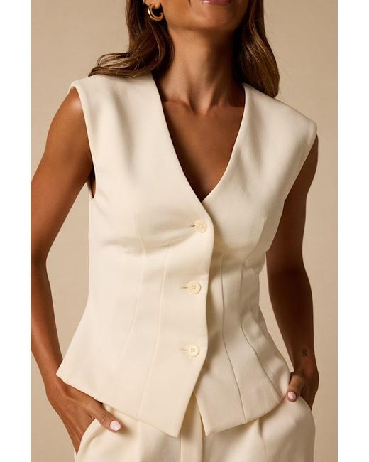 Lulus Natural Greta Cream Button-Up Vest Top