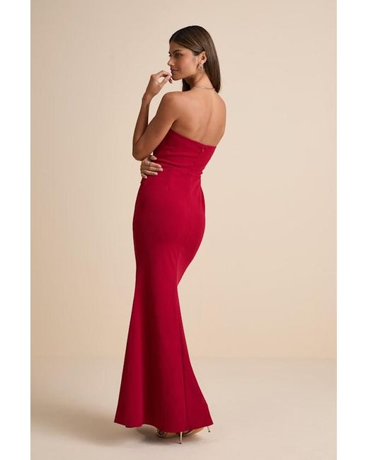 Lulus Red Elegant Finesse Pleated Cutout Maxi Dress