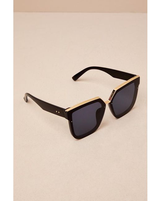 Lulus Black Main Frame Rimless Sunglasses