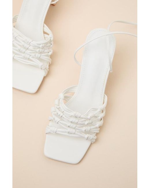 Lulus Natural Eda Knotted Lace-Up High Heel Sandals