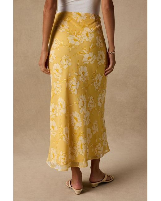 Lulus Natural Malaya Floral High-Rise Midi Skirt