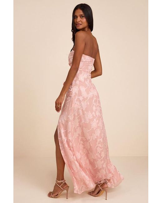 Lulus Pink Joelle Floral Burnout Drop Waist Maxi Dress