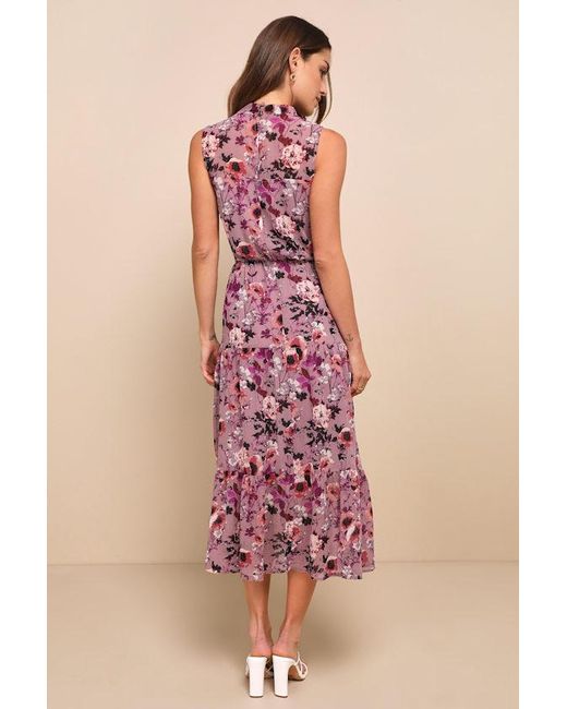 Lulus Pink In My Dreams Floral Print Midi Dress