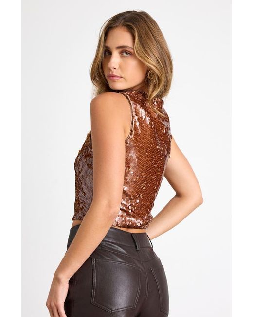Lulus Brown Chelia Shiny Sequin Cropped Tank Top