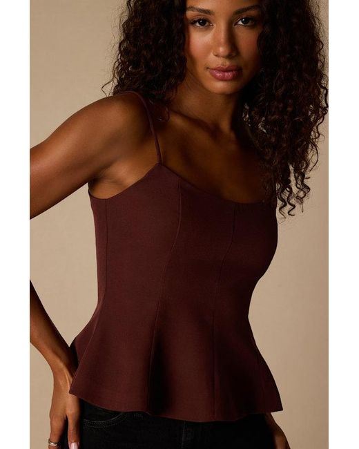 Lulus Brown Sanvi Dark Peplum Cami Top