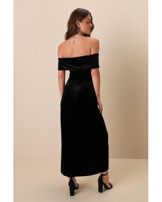 Lulus Natural I'M Enchanted Velvet Off-The-Shoulder Maxi Dress
