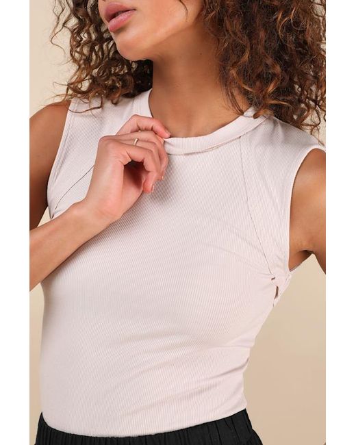 Lulus Black Ellette Ribbed Raglan Seamed Tank Top
