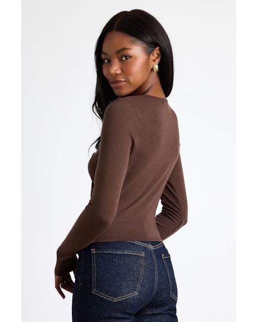 Lulus Blue Firona Jersey Knit Twist-Front Long Sleeve Top