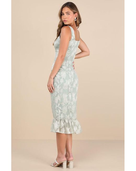 Lulus Multicolor Elani Floral Burnout Trumpet Midi Dress