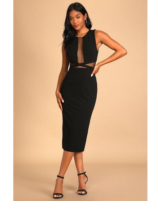 Lulus Black Not Meshing Around Cutout Bodycon Midi Dress