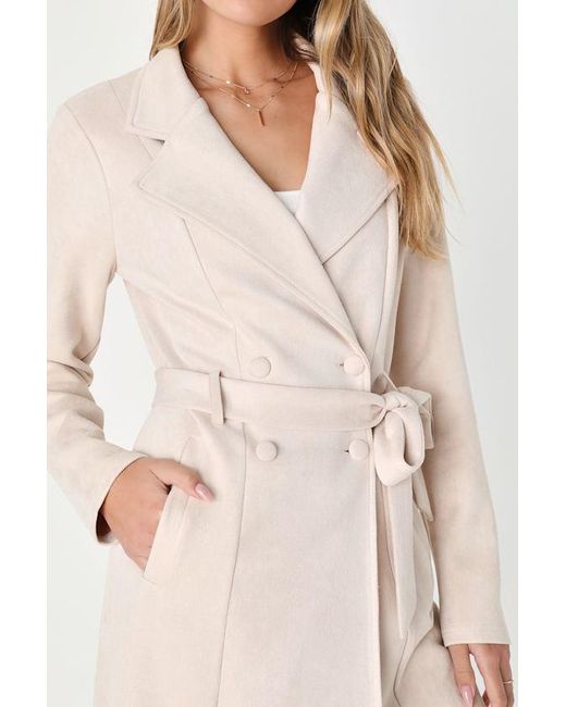 Lulus Blue Chic Calling Suede Trench Coat