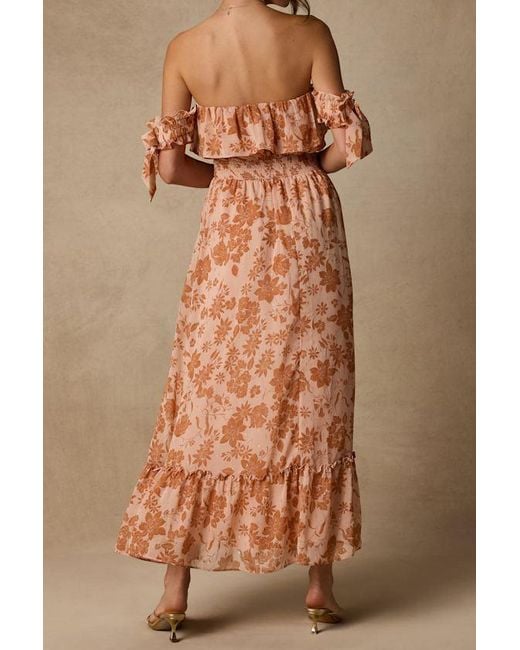 Lulus Pink Love And Blooms Blush Floral Print Off-The-Shoulder Dress