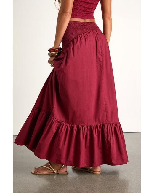 Lulus Red Juniper Cotton Mid-Rise Maxi Skirt