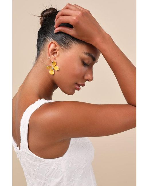 Lulus Black Jelsie Flower Statement Earrings
