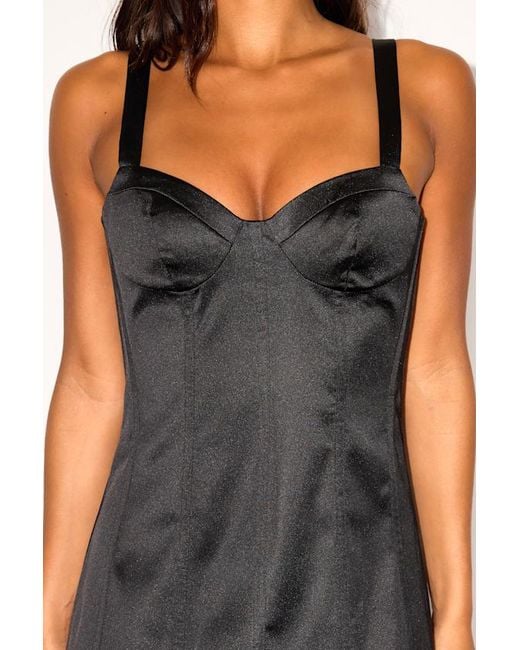 Lulus Black Malisse Satin Bustier Mini Dress