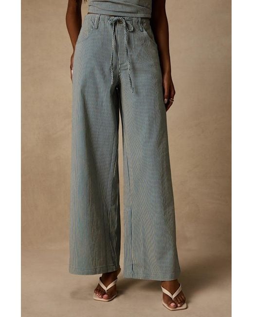Lulus Natural Ruby Striped Cotton Wide-Leg Pants