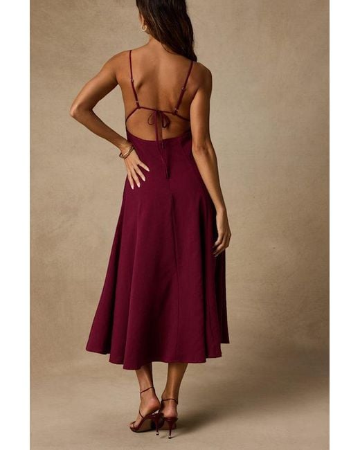 Lulus Red Oraya Tie-Back Midi Dress