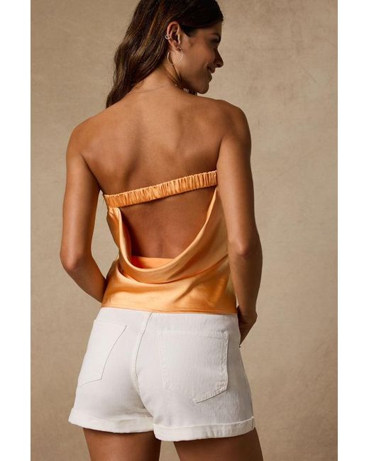 Lulus Brown Lola Light Satin Cowl Back Top