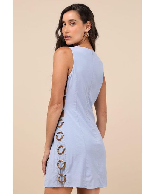 Lulus Blue Decidedly Summery Cutout Sleeveless O-Ring Mini Dress