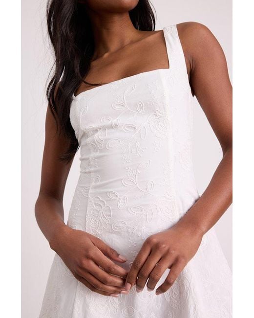 Lulus White Purnella Embroidered Tie-Back Mini Dress