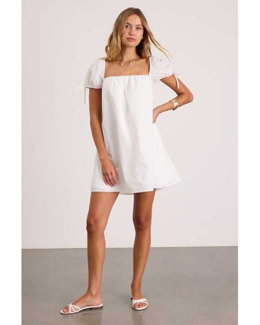 Lulus White Mirela Textured Shift Mini Dress