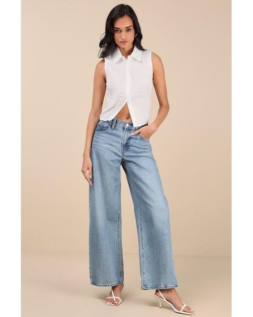 Lulus Natural Ellema Textured Sleeveless Collared Top
