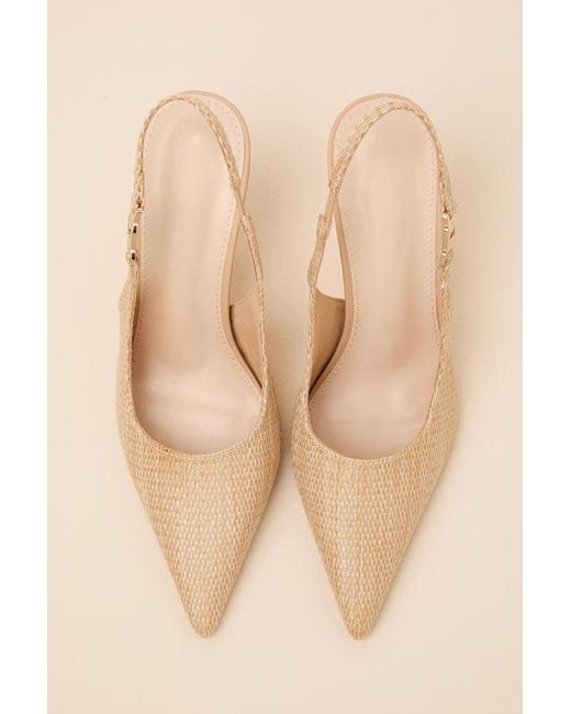 Lulus Natural Coetta Raffia Pointed-Toe Slingback Pumps