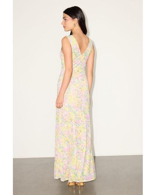 AFRM LOS ANGELES Natural Earhart Multi Floral Mesh Maxi Dress