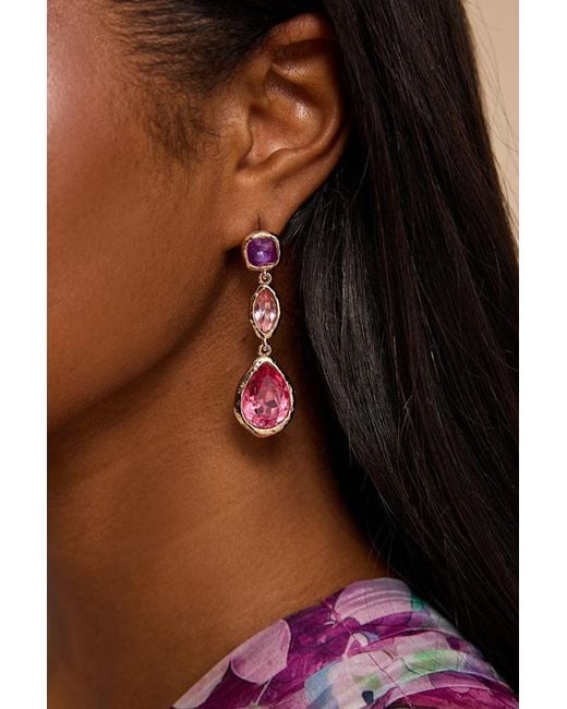 Lulus Brown Helen Multi Rhinestone Drop Earrings