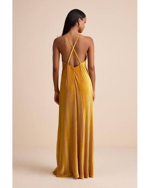 Lulus Kauri Velvet Pleated Backless Maxi Dress in Yellow | Lyst Lulus Kauri Velvet Pleated Backless Maxi Dress in Yellow | Lyst