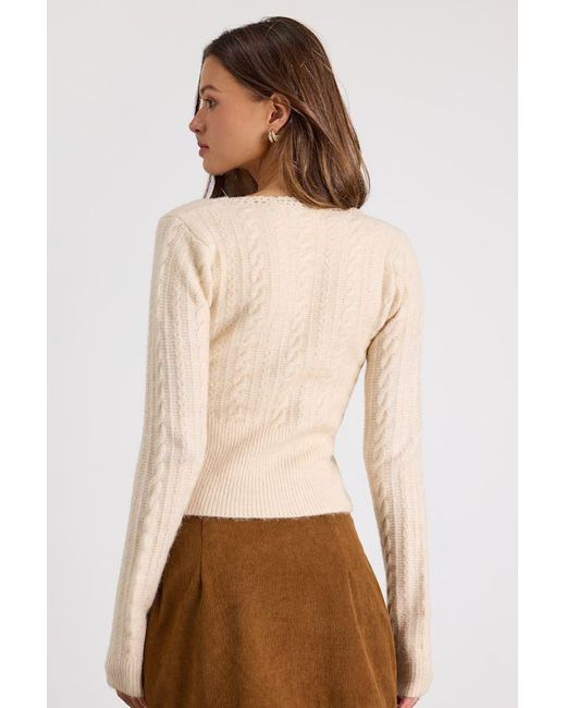 Lulus Natural Callisto Cream Cable Knit Button-Front Cardigan