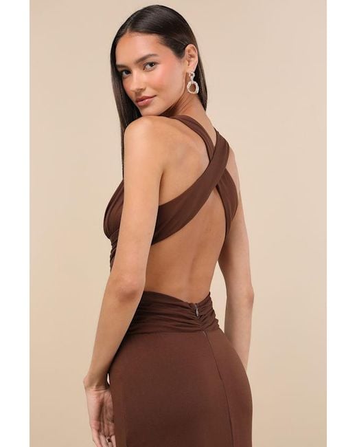Lulus Natural Alexandria Backless Column Maxi Dress