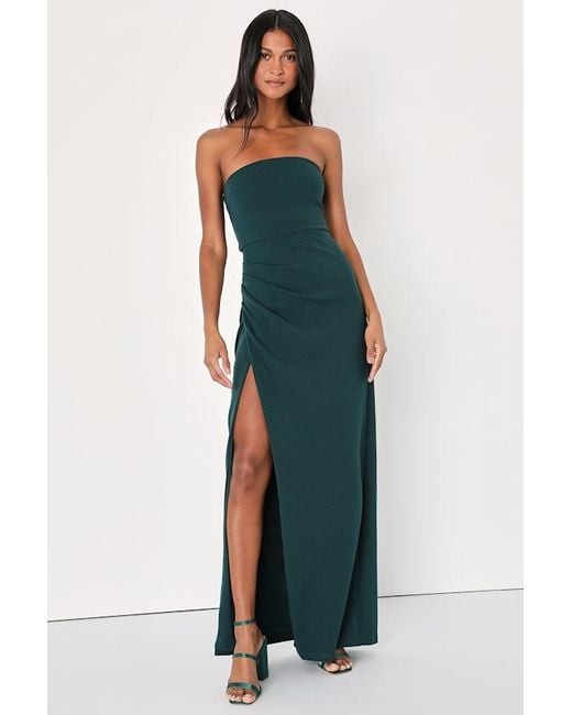 Lulus Blue Foxy Strapless Maxi Dress