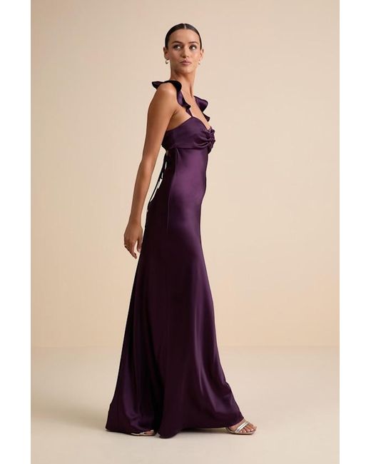 Lulus Multicolor Exuberant Luxury Satin Ruffled Lace-Up Maxi Dress
