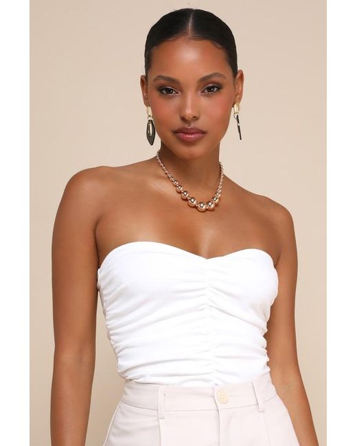 Lulus White Immense Perfection Ruched Strapless Top