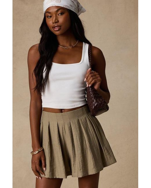 Lulus Brown Madalina Pleated High-Rise Shorts