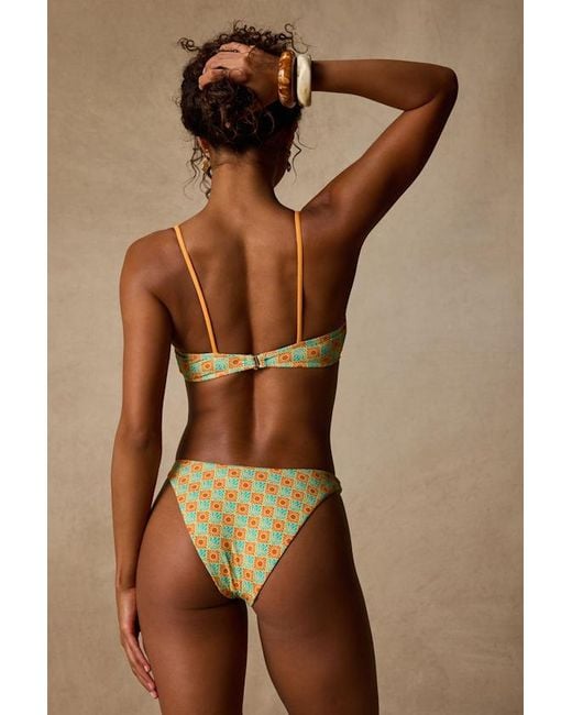 Lulus Brown Summer Mentality Print Tie-Front Bikini Top