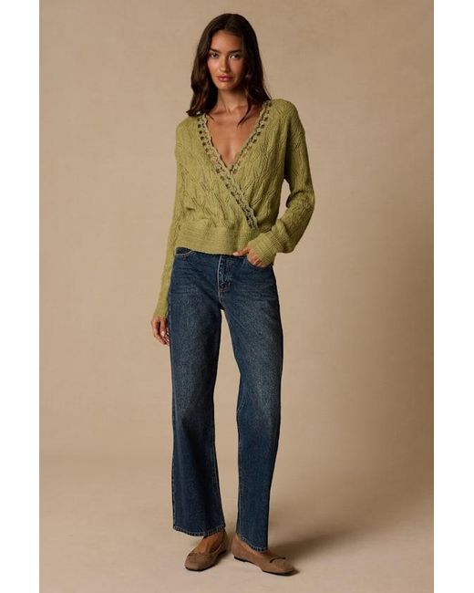 Lulus Green Buckley Lace Wrap Sweater Top