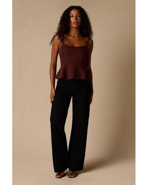 Lulus Brown Sanvi Dark Peplum Cami Top