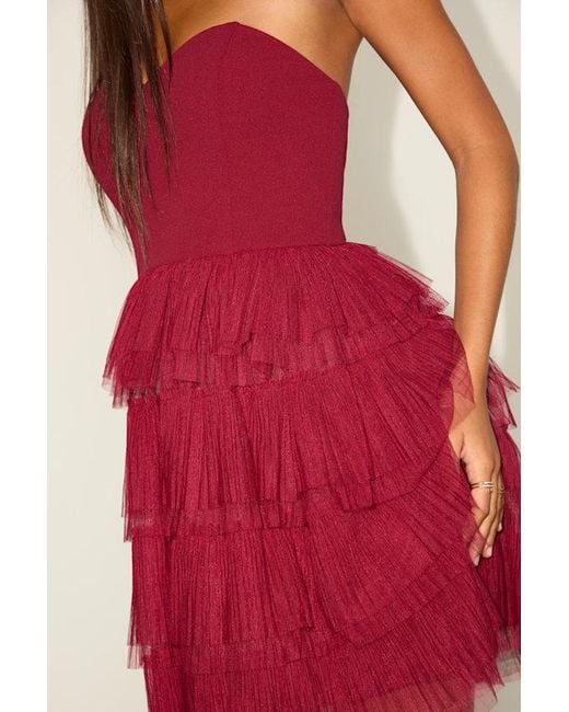Lulus Fabulous Thoughts Tulle Strapless Tiered Mini Dress