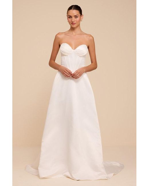 Lulus Natural Gwen Satin Bustier Wedding Dress